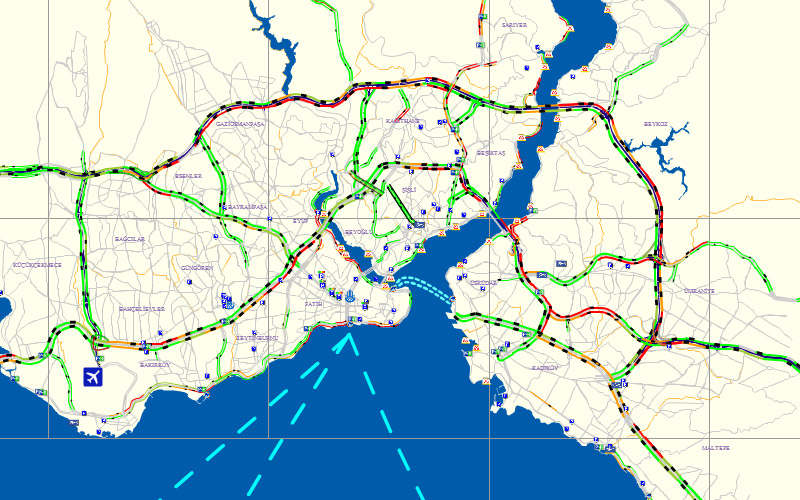 İBB Trafik Kontrol Merkezi Yoğunluk Haritası